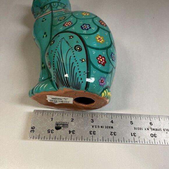 Walt Disney World  MEXICAN FOLK ART Cat Figurine TEAL Southwestern Clay Pottery - Picture 10 of 10